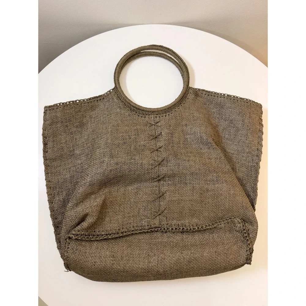 Cappelli Straworld‎ Tote Bag Womens Large Brown Excellent Woven Ring Handle Boho